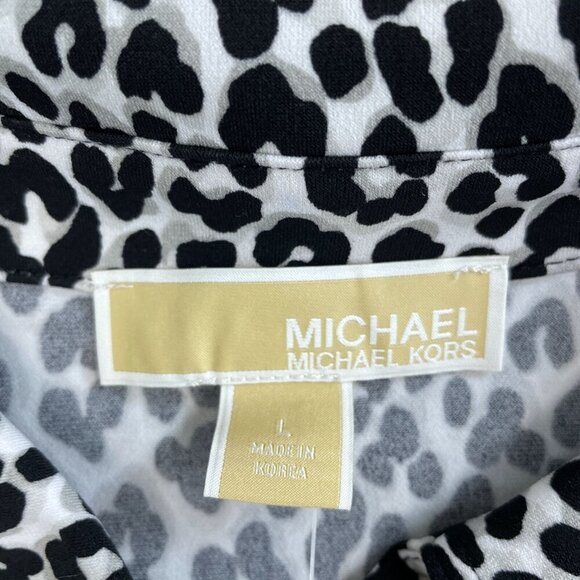Michael Kors Womens Sleeveless Leopard Print Button-Down Shirt L NWT 4287 - Picture 3 of 8